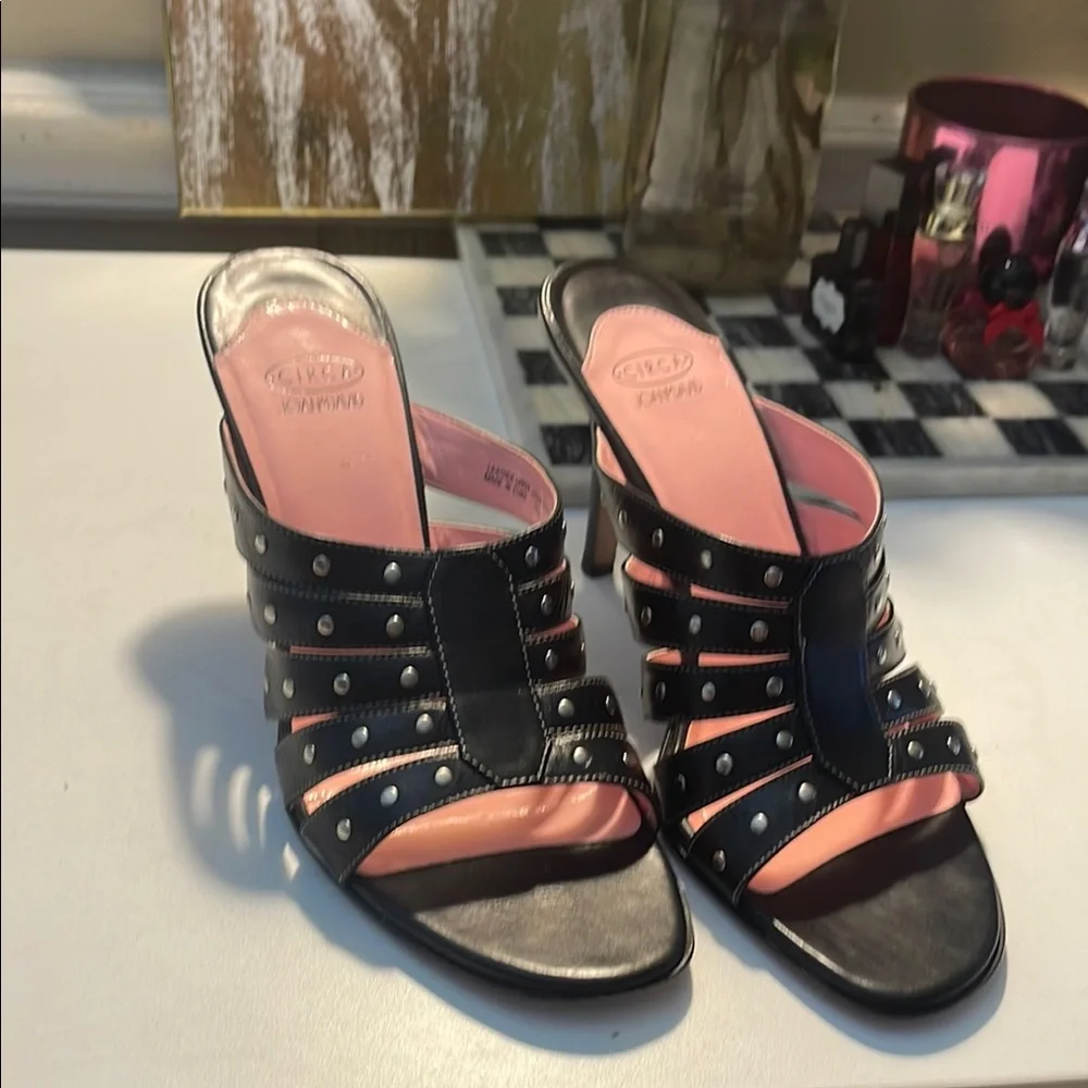 Joan & David Black and Silver Mules with Elegant Design - Picture 9 of 16